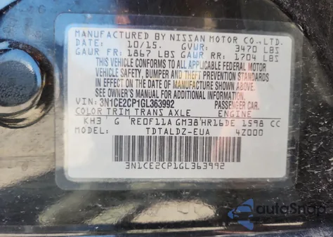 2016 Nissan Versa Note S z USA, uszkodzony, nr VIN 3N1CE2CP1GL363992